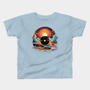 Vinyl in the clouds with sunset Kids T-Shirt